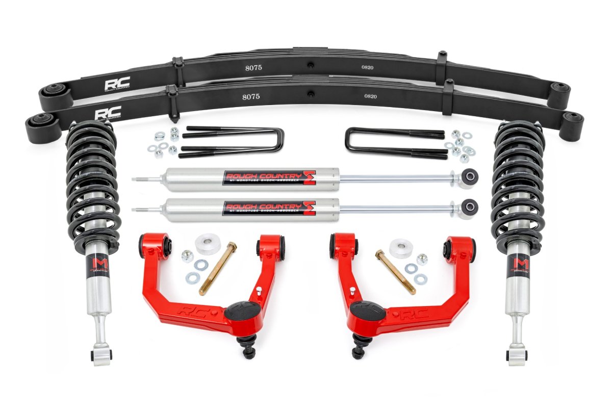 Toyota Tacoma Suspension Lift Kit - Rough Country - 3.5 Inch Lift Kit | Forged Aluminum UCA | M1 Struts - Red - '05-'23
